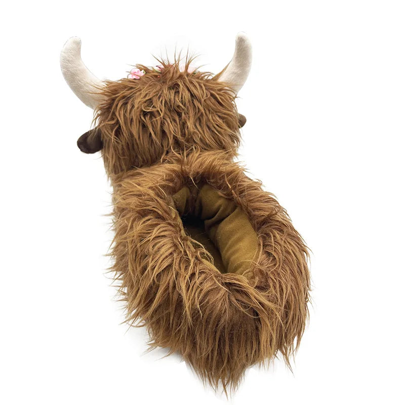 Highland Cattle Plush Slippers | Cozy Kawaii Animal Slides