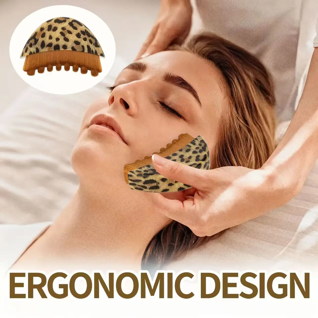 Leopard Lymphatic Contour Face Brush | Facial Drainage Massage Tool