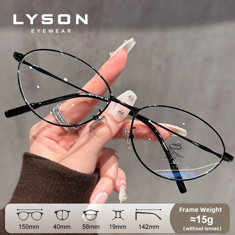Oval Metal Anti Blue Light Glasses for Women | Stylish Progressive Eyewear