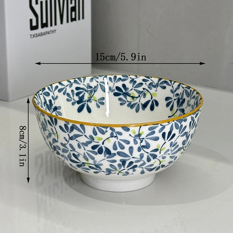 6-Inch Large Capacity Ceramic Bowl | Floral Design for All Meals