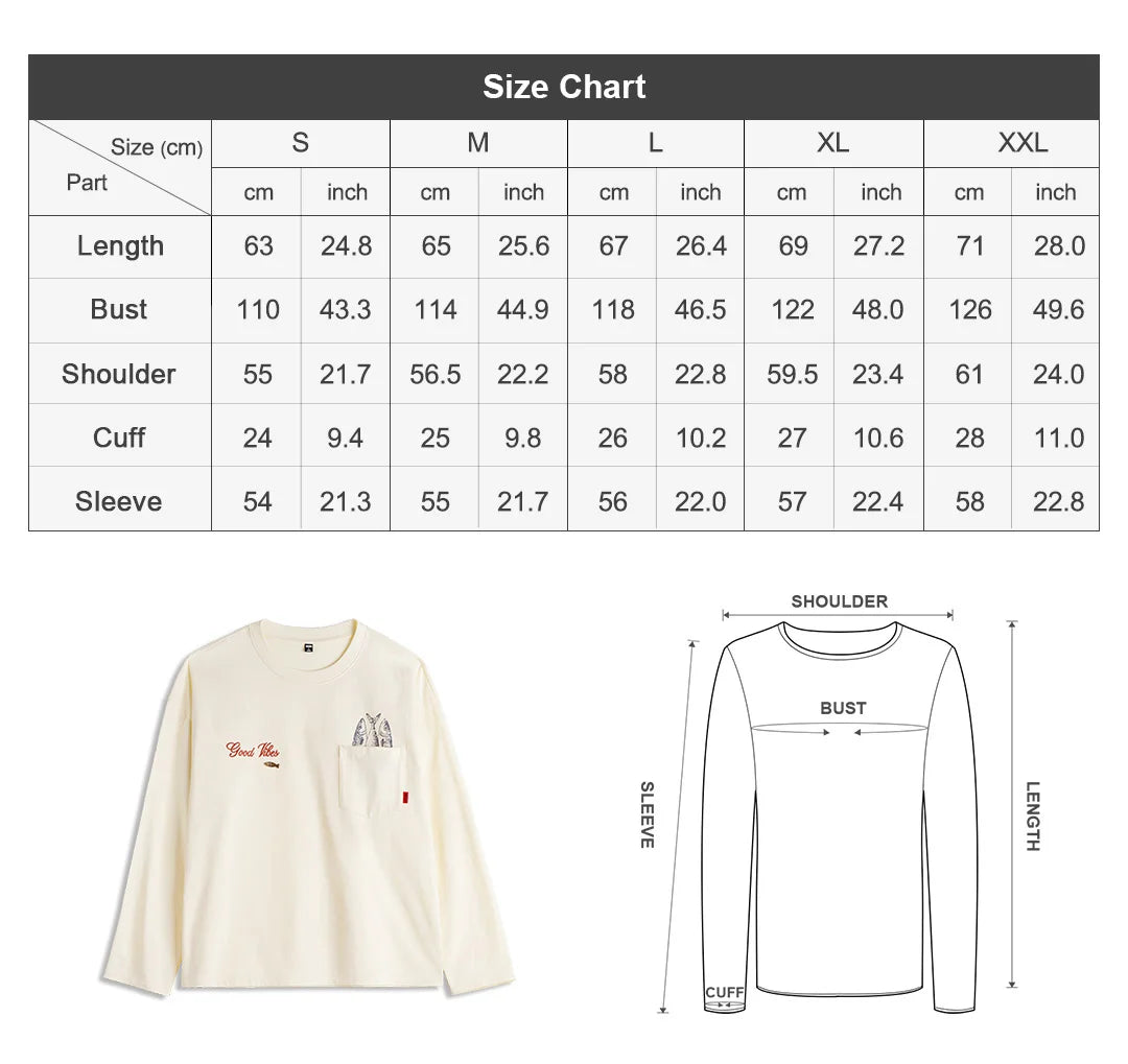 Men's Cotton Fish Printed Long Sleeve Tee | Casual Comfort Wear