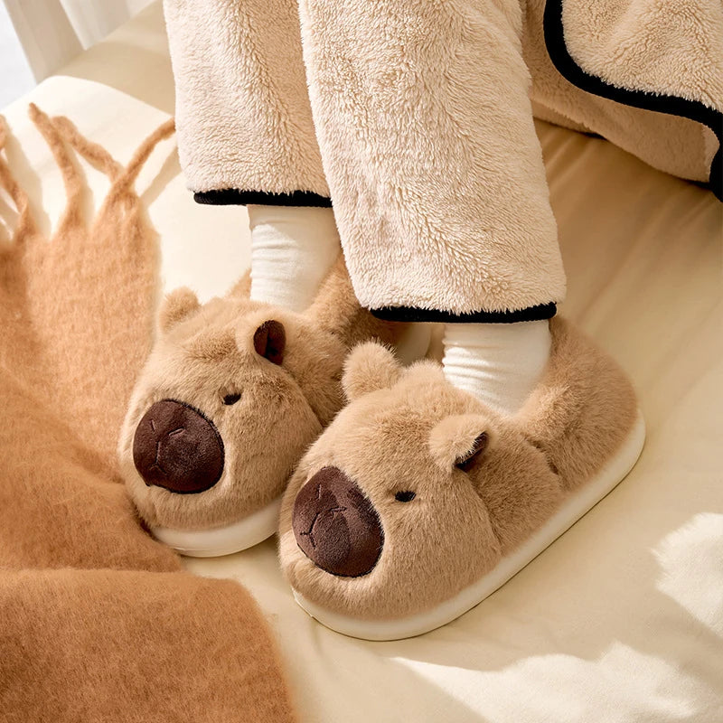 Women's Cute Plush Capybara Slippers | Cozy Indoor House Shoes
