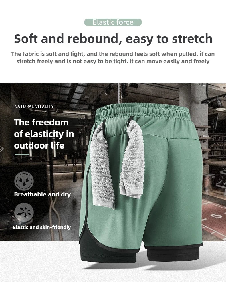 Men's 2-in-1 Camo Running Shorts | Quick Dry Gym Wear