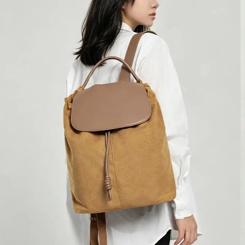 Versatile Large Capacity Suede Leather Bucket Backpack | Trendy Design