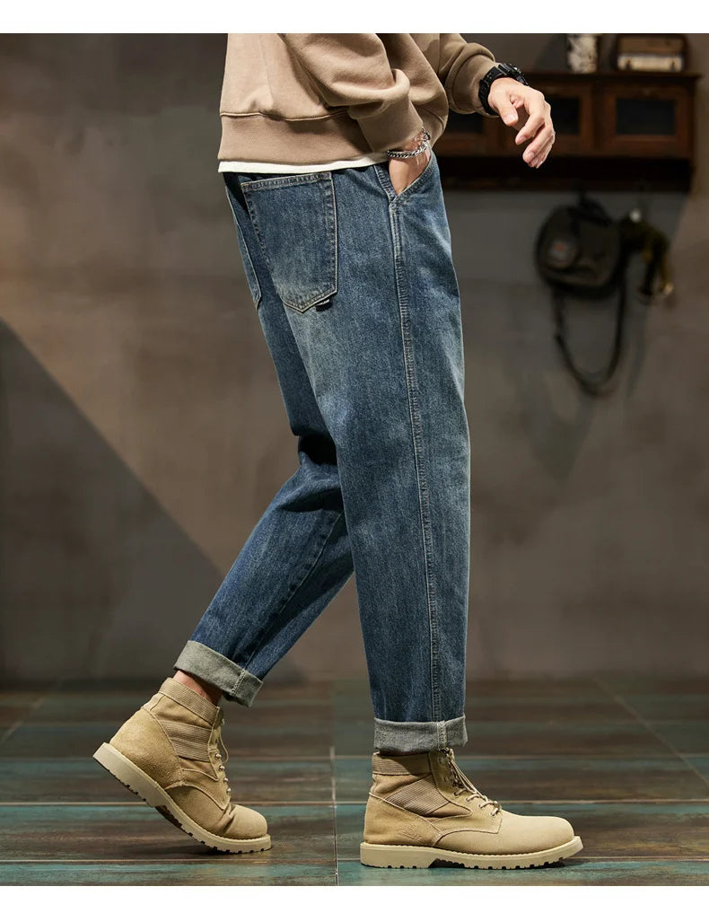 Men's Retro Loose Harem Denim Pants | Stylish Versatile Cargo Trousers