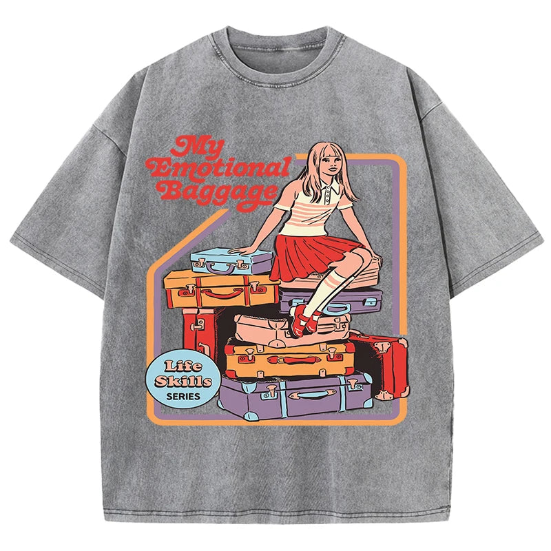 Unisex Emotional Baggage Printed Summer Crewneck T-Shirt