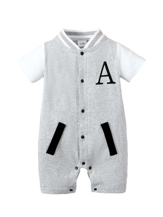 Baby Boy Alphabet Pattern Casual Romper | Stylish Summer Outfit