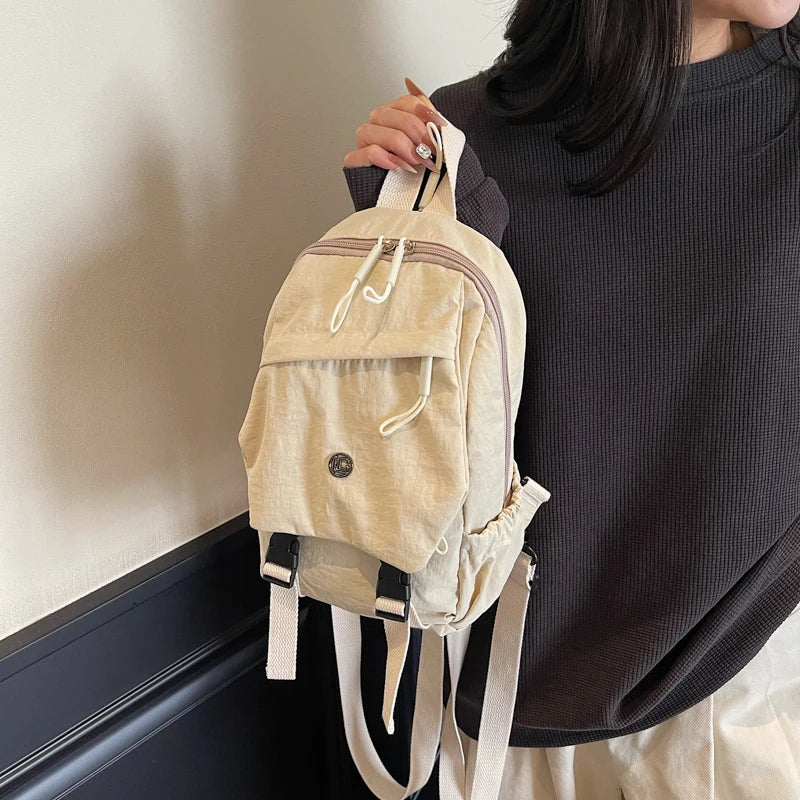 Versatile Solid Color Unisex Small Backpack | Large Capacity Design