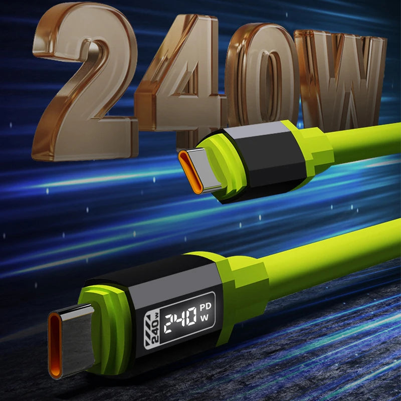 240W USB C Cable With Power Display | Fast Charging Cord