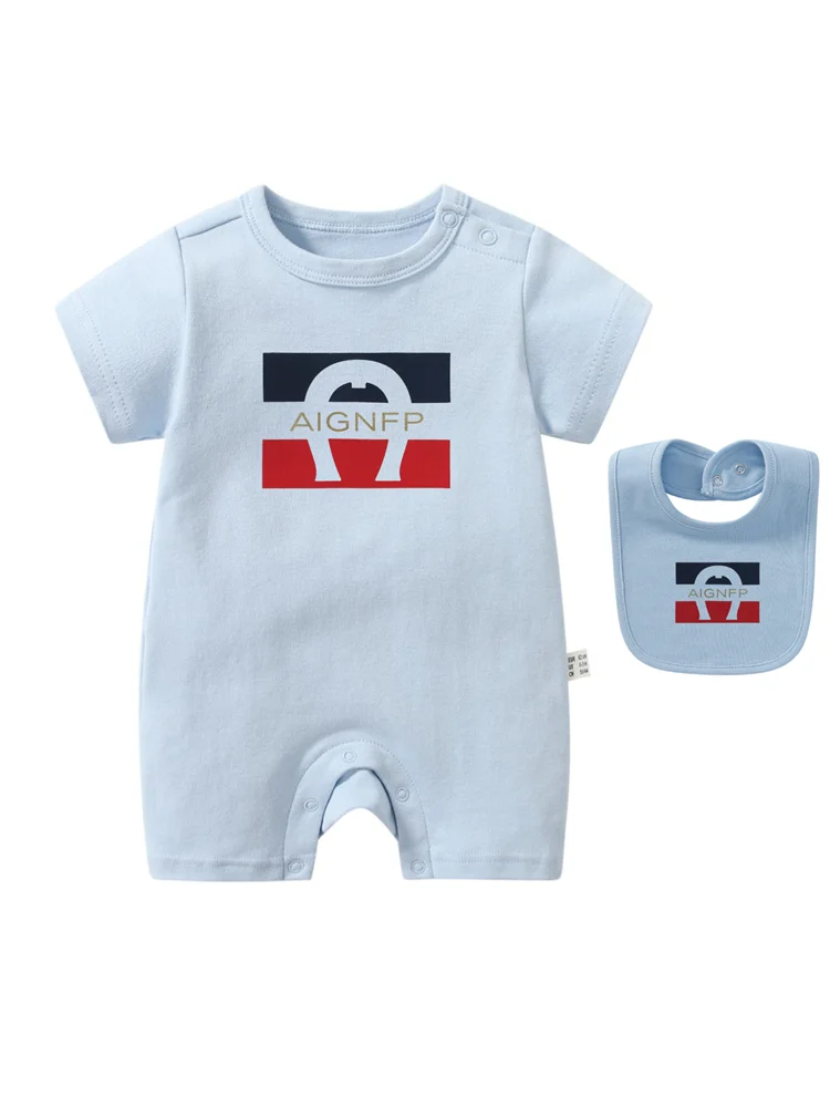 Colorful Newborn Baby Boys Rompers & Bib Scarf Set | Summer Style