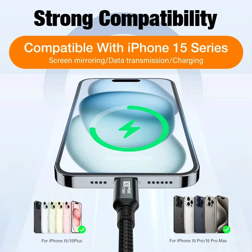 High-Speed USB 3.2 Type C to Type C Cable | 8K Video & Fast Charging