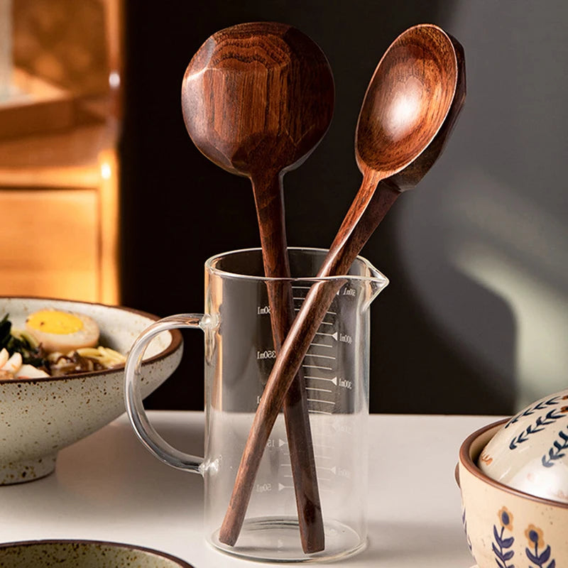 Long Handle Wooden Ramen Spoon | Ideal for Soups & Stews