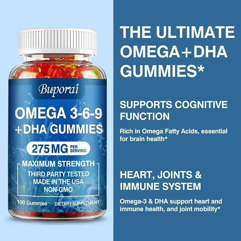 Omega 3 6 9 + DHA Gummies | Enhance Brain Health & Memory