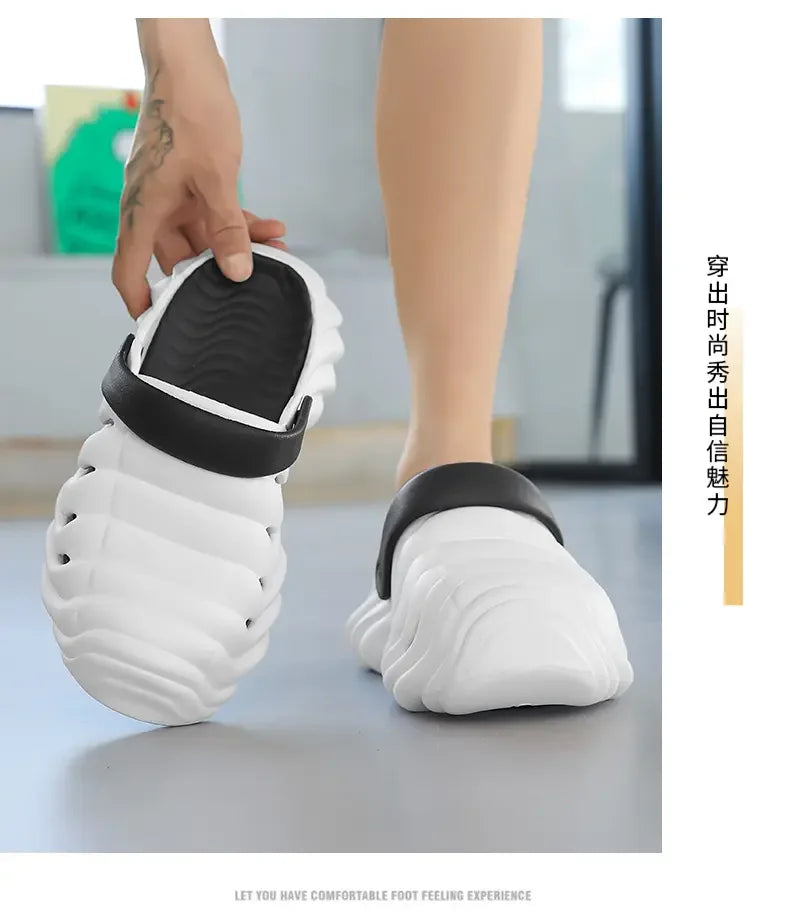 Men Fashion Closed Toe Beach Slippers Summer Trendy Casual Breathable Non Slip Slip on Street Daily Leisure Shoes
