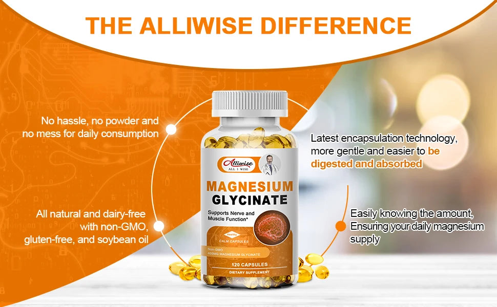 High Absorption Magnesium Glycinate Supplement | 500mg with Zinc & D3