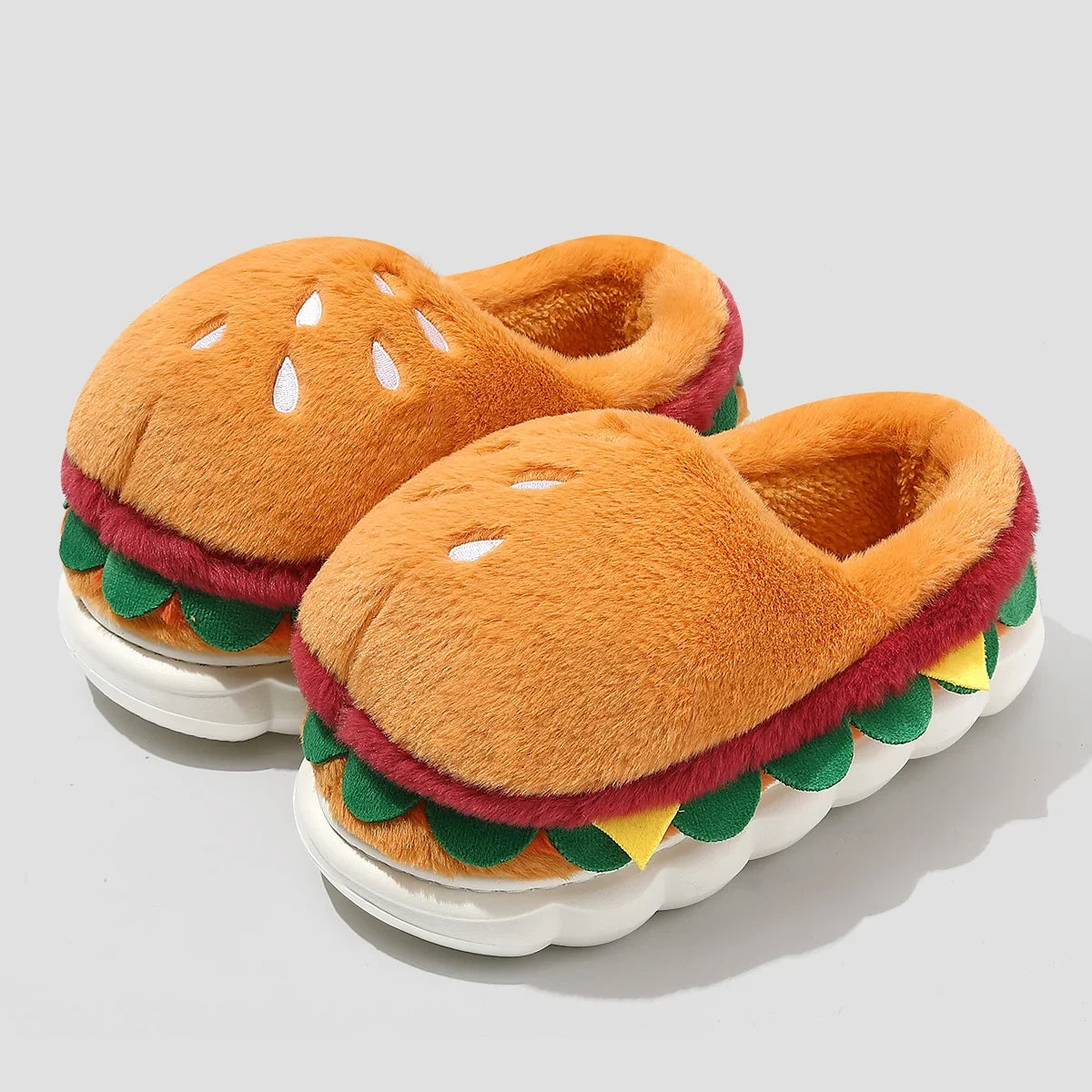 Funny Hamburger Plush Slippers | Cozy 3D Cartoon Slides for All