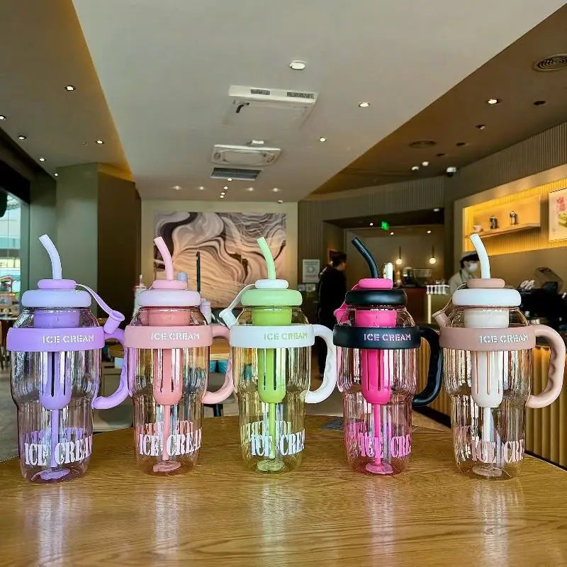 1300ML Plastic Water Bottle with Straw for Kids Large Capacity Cute Cup School Travel Outdoor