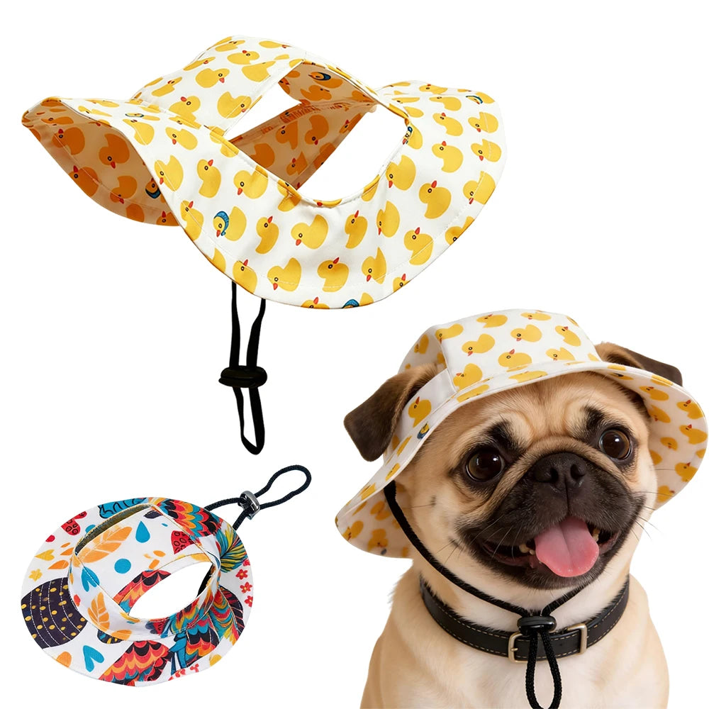 Cute Print Dog Hat for Small & Medium Dogs | Adjustable Pet Cap