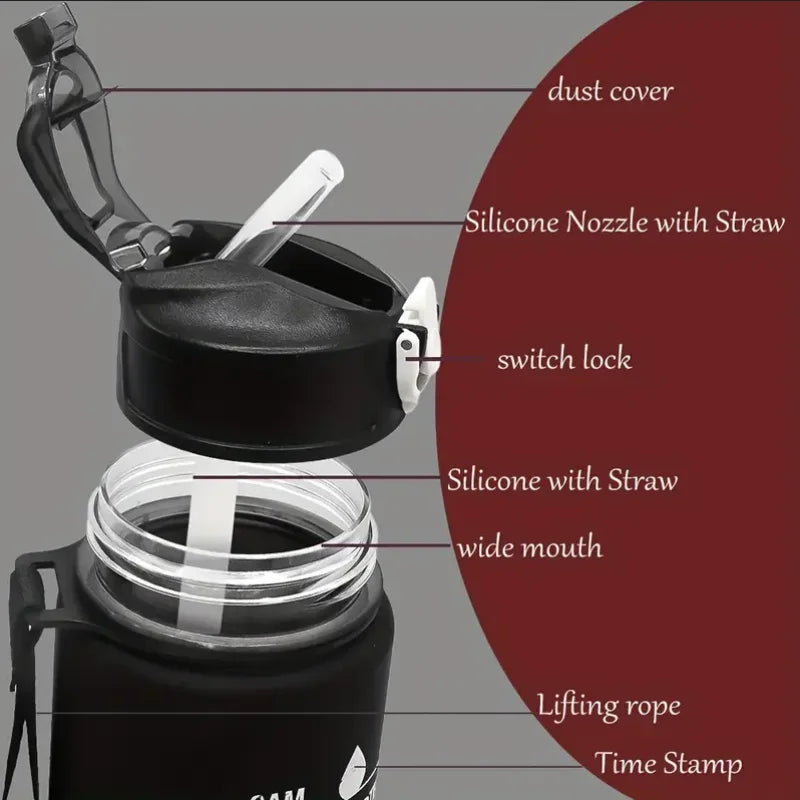 Leak-Proof Sports Water Bottle with Time-Tracking Straw | Outdoor Hydration