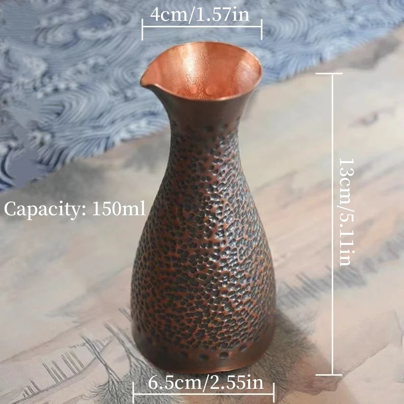 Copper Wine Warmer Wine Pot,Vintage Thickened Old-Fashioned Wine Cup,Pure Copper Small-Sized Sake Pourer,Japanese-Style Sake Pot