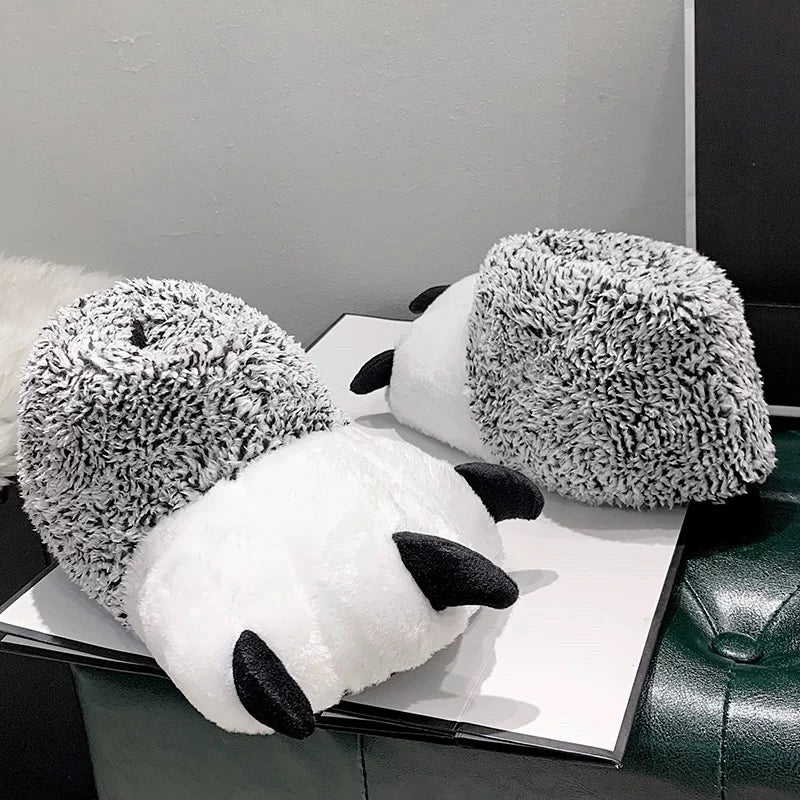 Fluffy Monster Claw Plush Slippers | Cozy Indoor Winter Shoes