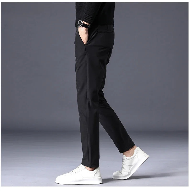 Winter Warm Fleece Men's Business Casual Pants | Stylish Thermal Trousers