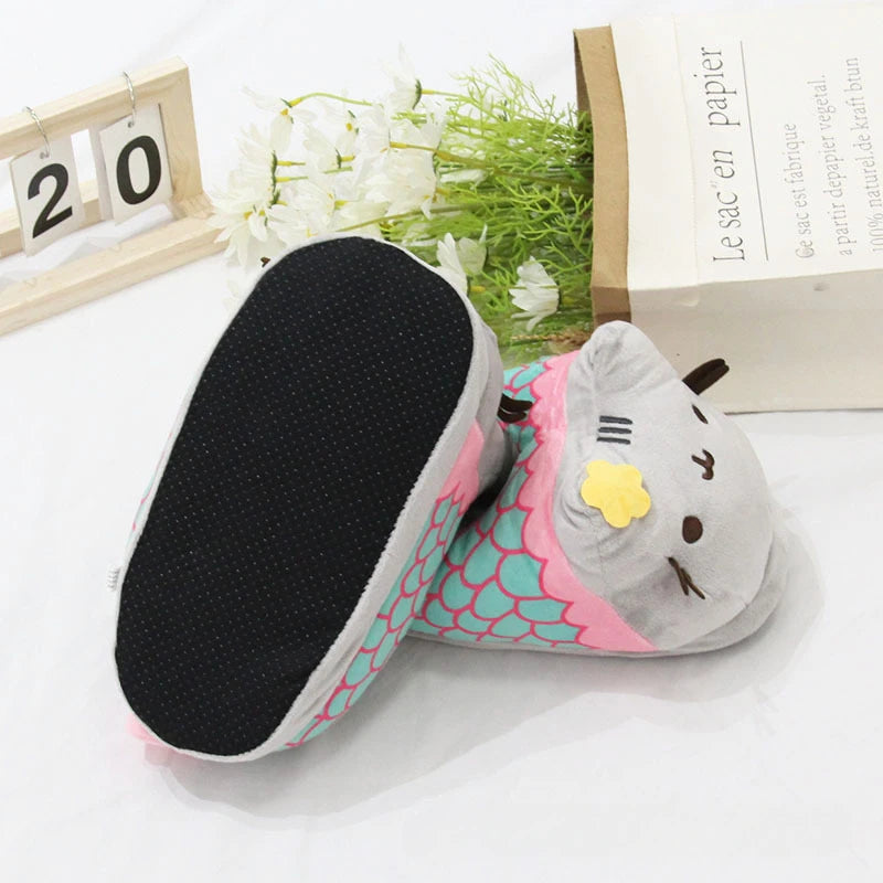 Cute Cartoon Cat Slippers | Cozy Plush Doll Indoor Shoes