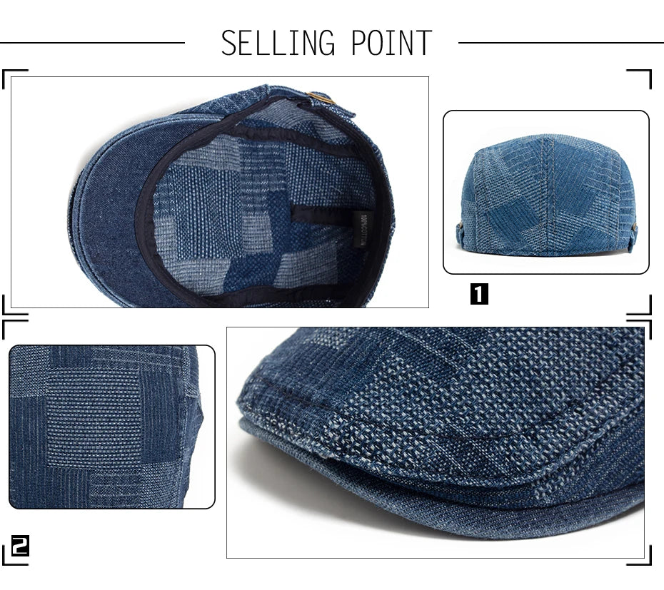 Denim Vintage Beret Men Newsboy Caps Summer Casual Women Forward Cap Cotton Visor Flat Hat Autumn Peaked Painter Hats