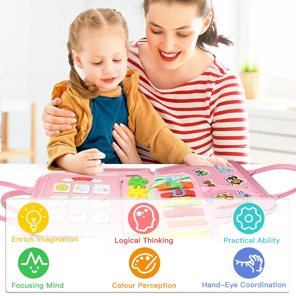 7-in-1 Montessori Busy Board | Engaging Learning Toy for Toddlers