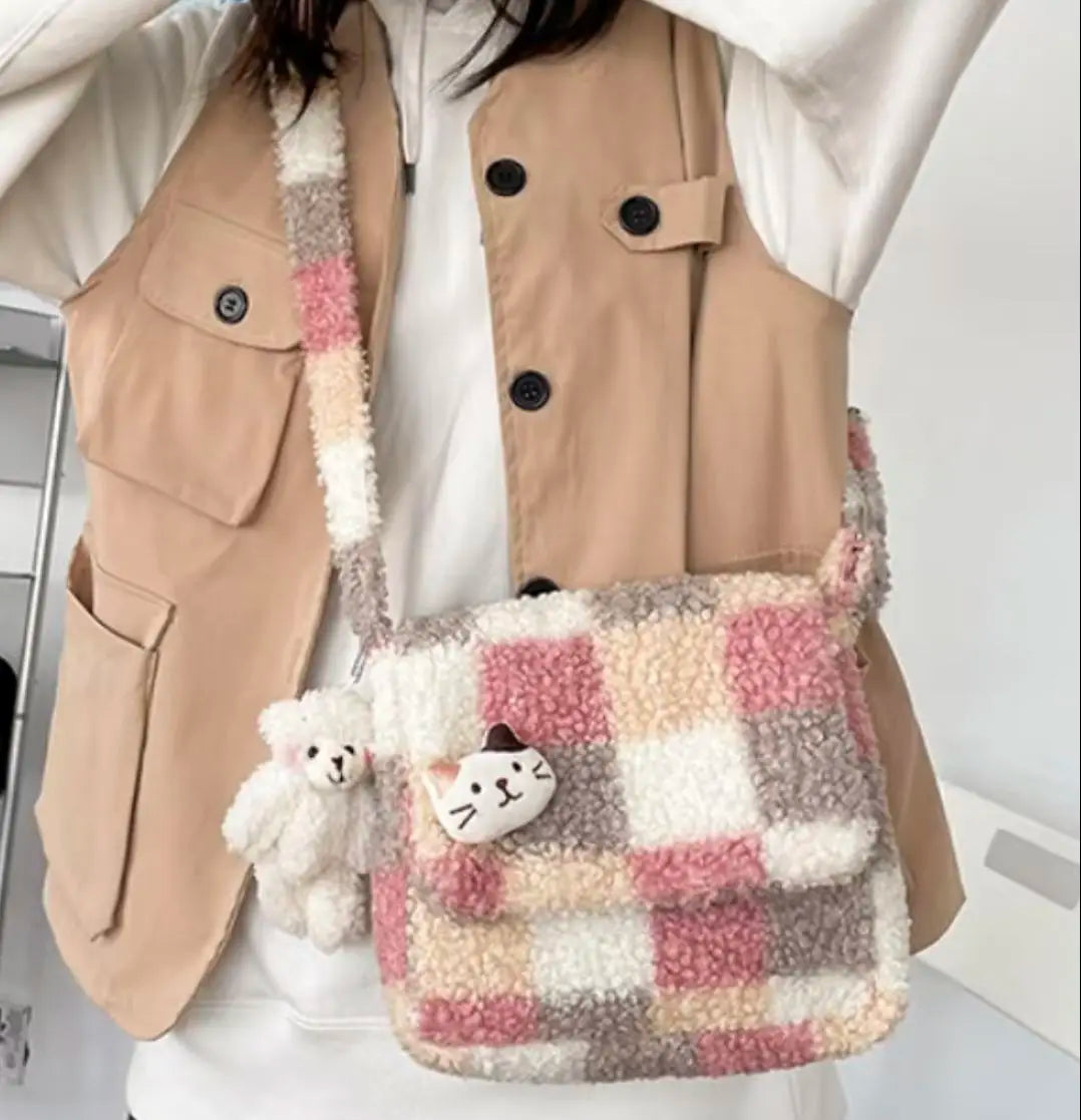 Bolso cruzado de cuadros escoceses para mujer | Bandolera informal elegante