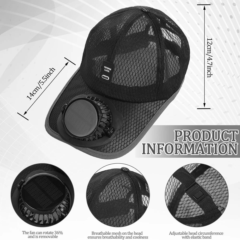 Summer Baseball Cap with Solar Fan | UV Protection Sun Hat