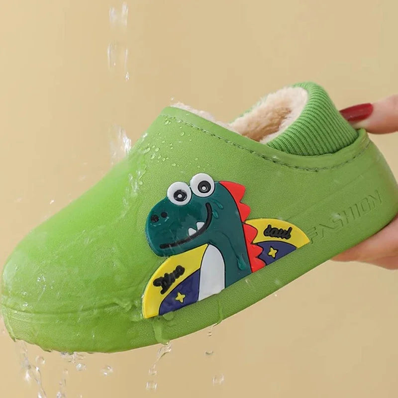 Kids Cute Animal Print Plush Slippers | Waterproof Anti-Slip Comfort