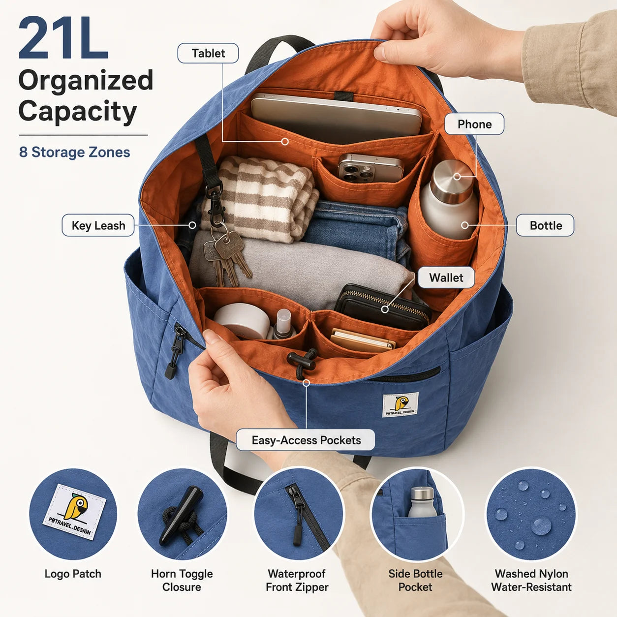 Reversible Large Capacity Travel Tote Bag | Foldable Duffle for All
