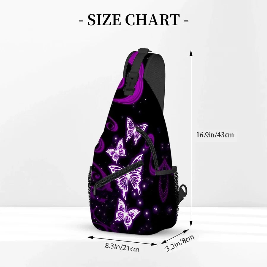 Purple Butterfly Small Chest Bag | Fashionable Outdoor Accessory