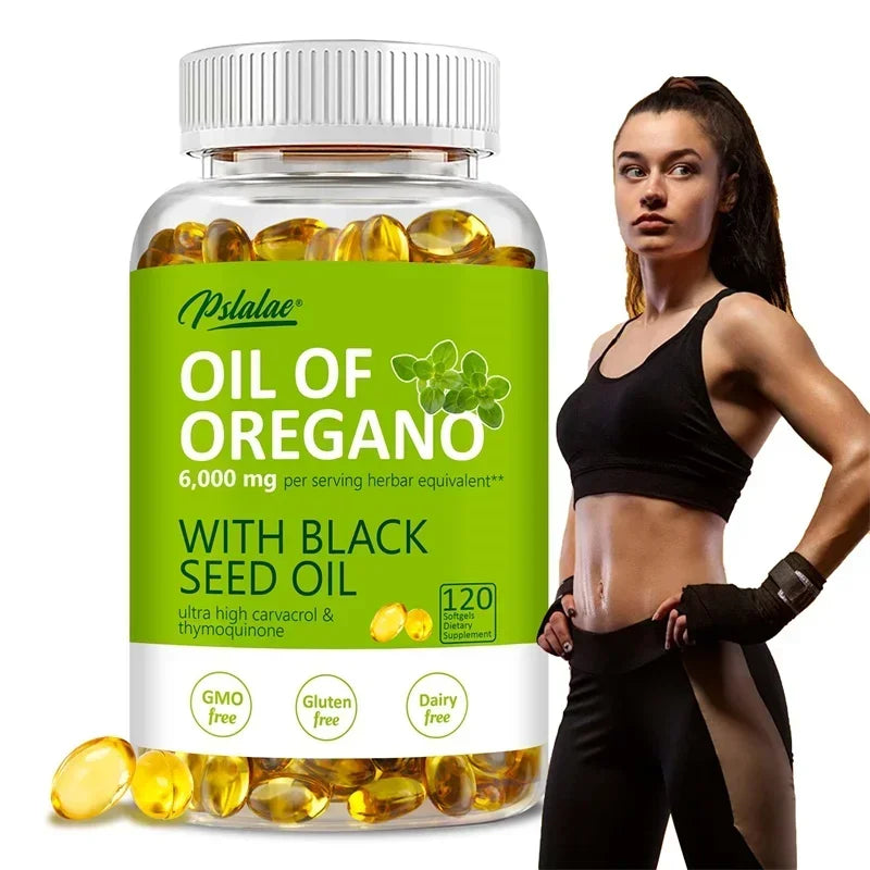 Oregano Oil Softgels with Black Seed Oil | Immune Booster & Digestive Aid