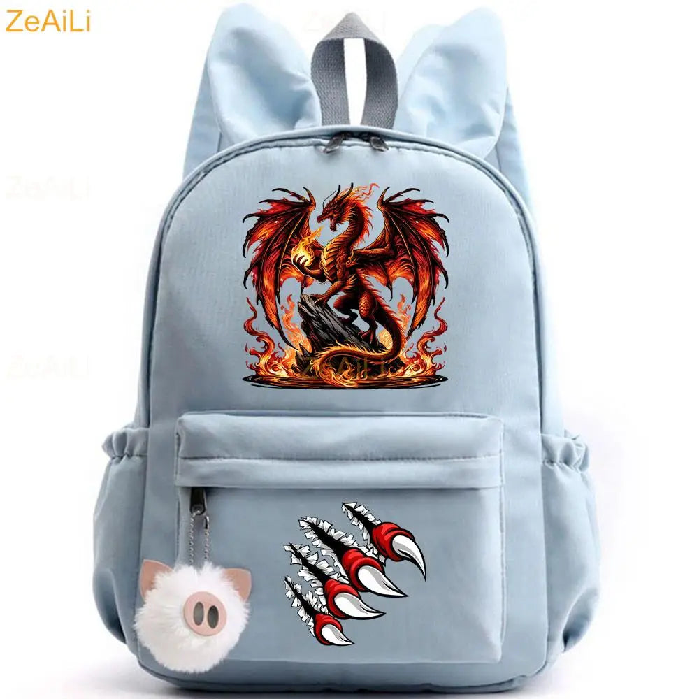 Retro Wolf Head Paw Backpack | Stylish Casual School Rucksack