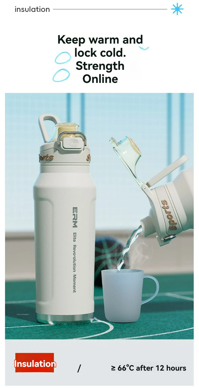 1L Stainless Steel Thermos Bottle | Iced & Heat Insulated Flask