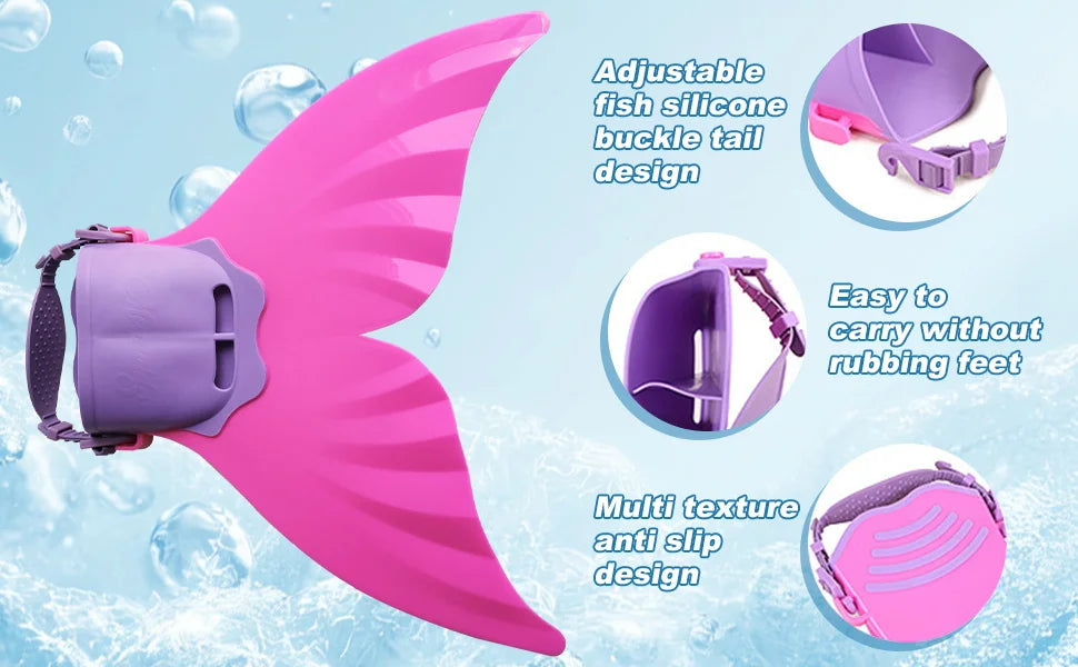 Adjustable Mermaid Silicone Fins for Swimming & Beach Fun
