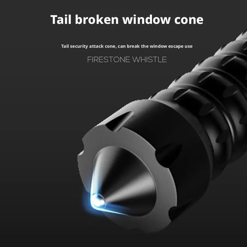 Rechargeable Tactical Flashlight | Self-defense Torch & Window Breaker