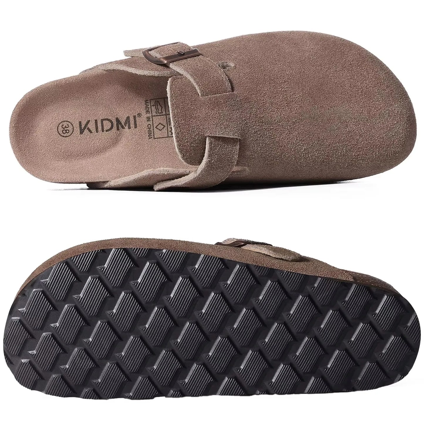 Women's Genuine Leather Clogs with Cork Footbed | Slip-On Comfort Slippers