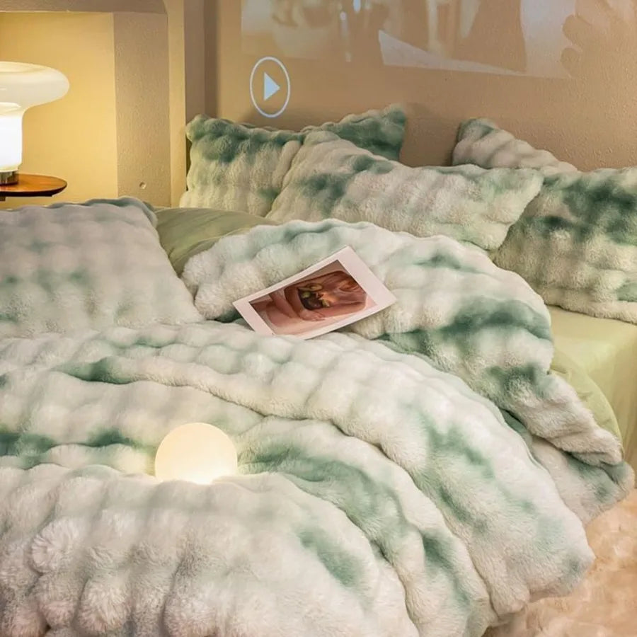 King Size Fluffy Plush Shaggy Bedding Set | Cozy & Reversible Design