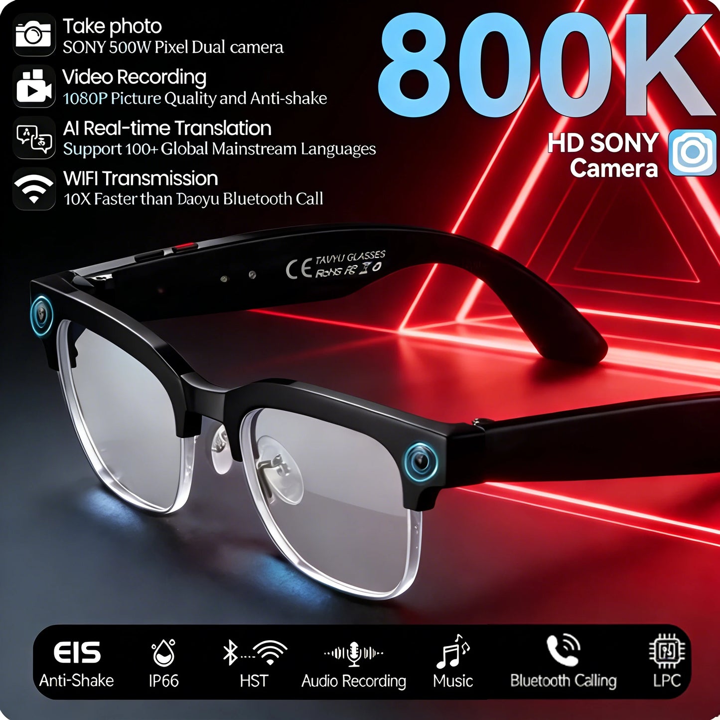 AI Smart Glasses with 8MP Camera & Bluetooth Features | Innovative Eye Wear