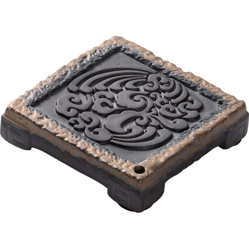 Elegante Bandeja de Té Retro Japonesa de Cerámica Dorada | Sofisticado Accesorio para Té