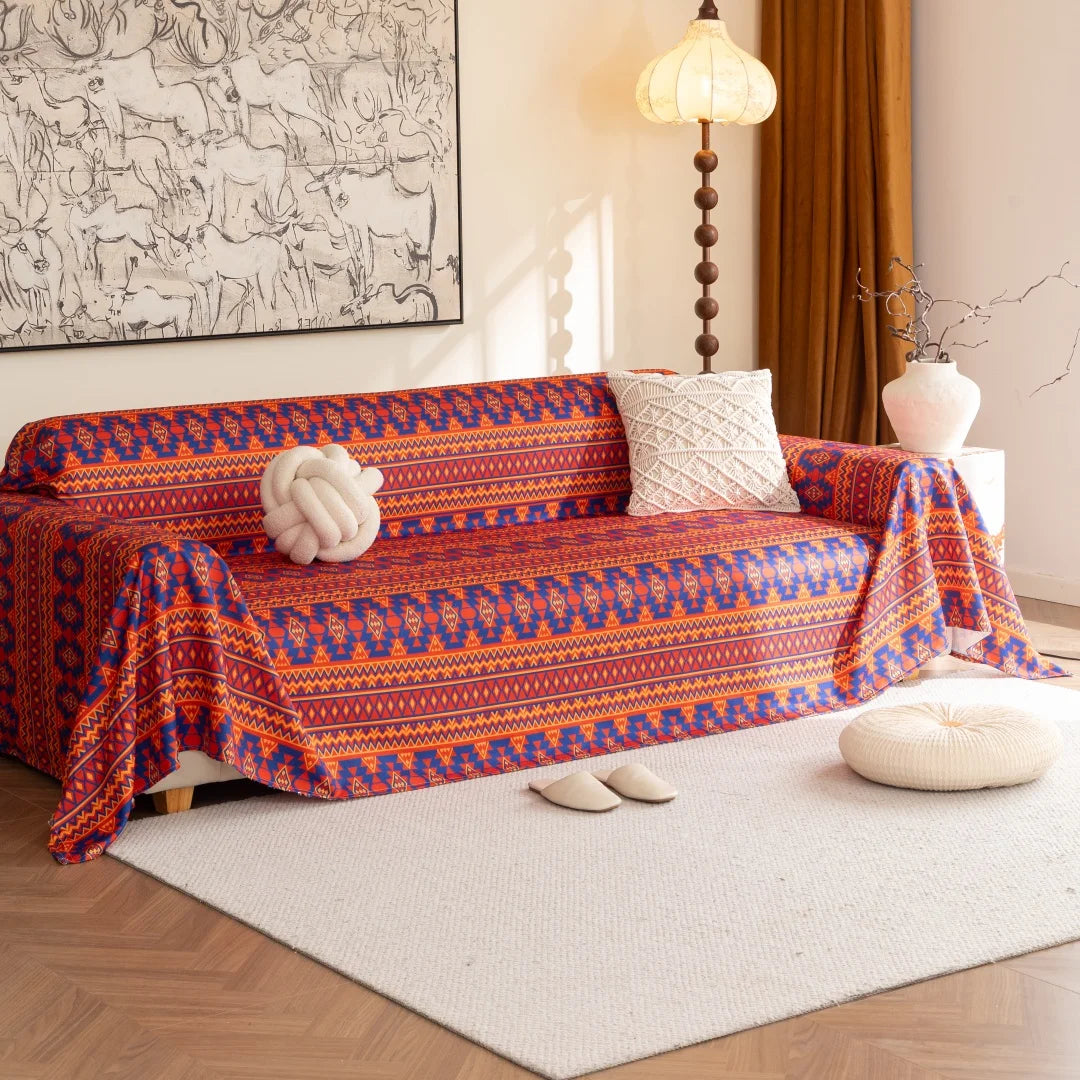 Bohemian Printed Sofa Cover | Soft, Pet Friendly Living Room Protector