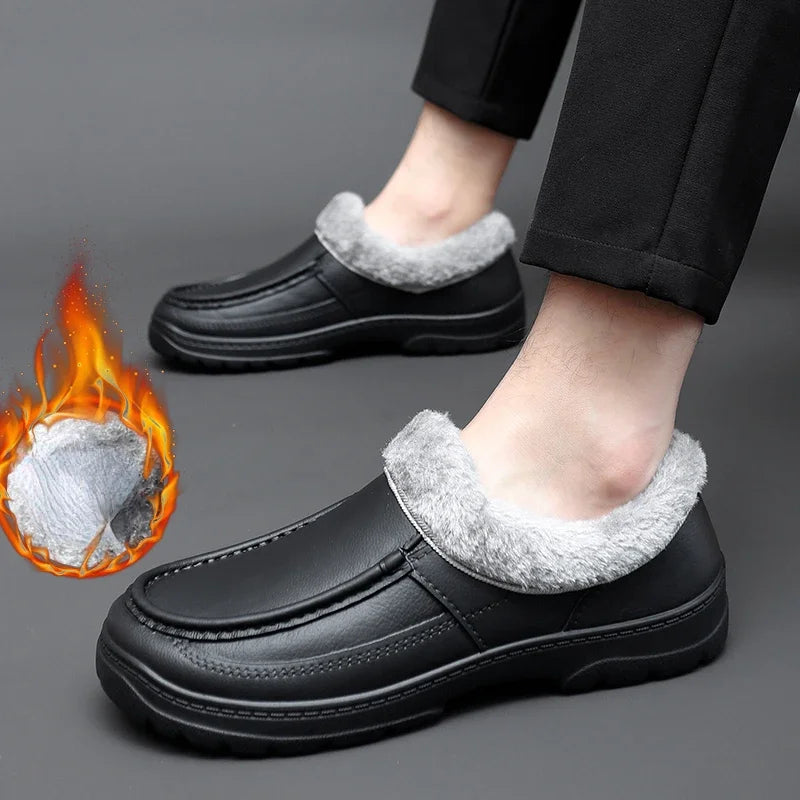 Men’s Waterproof Winter Work Slippers | Warm Anti-Slip Casual Shoes