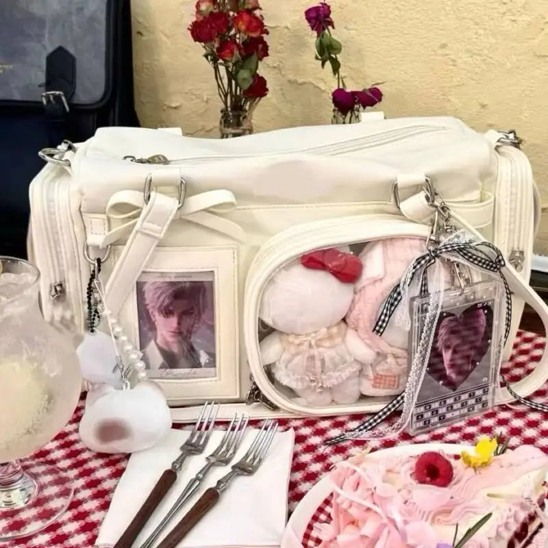 Cute Transparent Bow Shoulder Bag | Large Capacity Crossbody Handbag