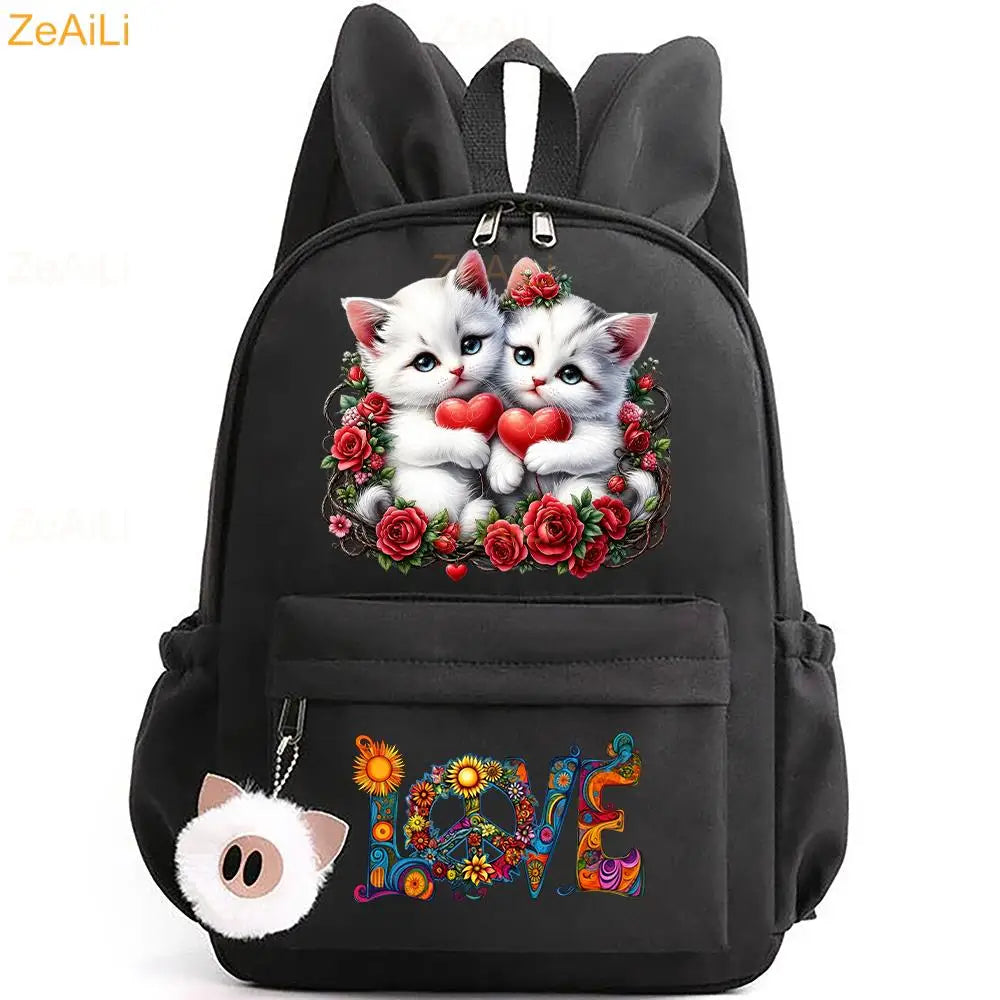Retro Wolf Head Paw Backpack | Stylish Casual School Rucksack