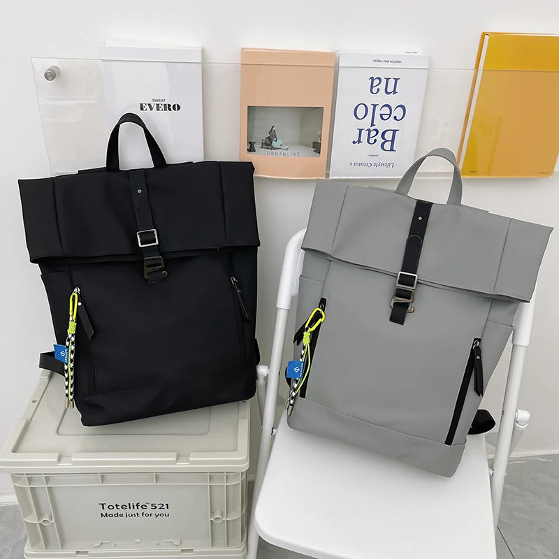 Women's Large Nylon Roll Top Backpack | Versatile Travel Companion