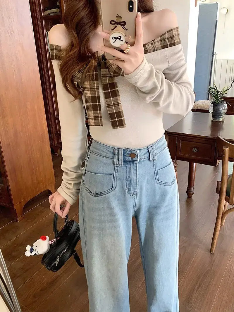 Women's High Waist Wide Leg Jeans | Comfortable Vintage Denim Pants