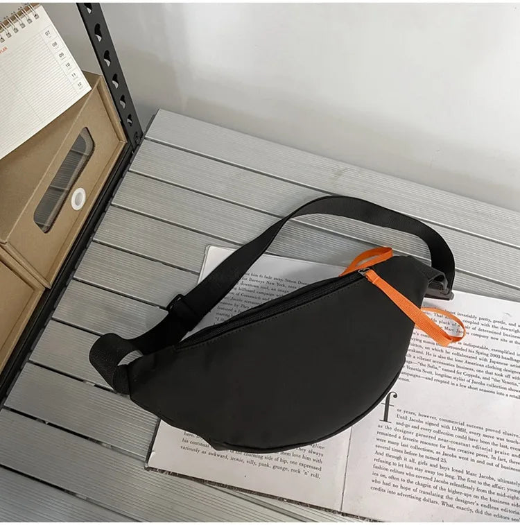 Street Casual Hip Hop Sport Fanny Pack Men Women Waterproof Functional Crossbody Bag Fashion Motorcycle Chest Bag Green Orange
